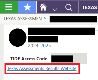 image of Texas Assessments Results website link
